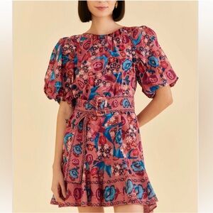 FARM Rio Floral Mini Dress - Pink and Blue